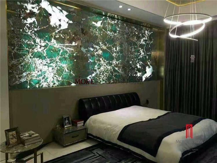 Luxury Stone Translucent Semi Precious Stone Amazonite Green Granite with Glass or Aluminum Honeycomb Base