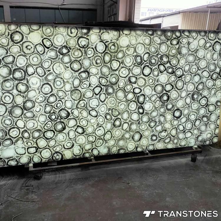 Translucent Polished White Artificial Agate Wall Covering Sheet