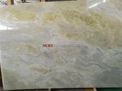 Imported Stone Light Green Crystal Marble Slab for Background Wall Floor Design