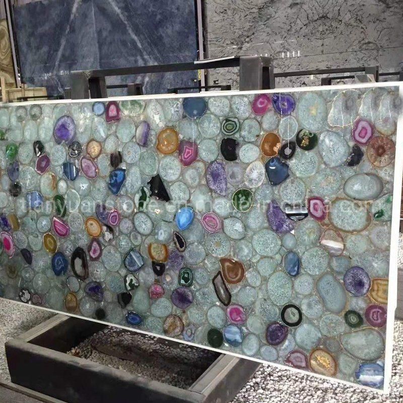Hotsale Semi Precious Stone Blue Agate Backlit Slab