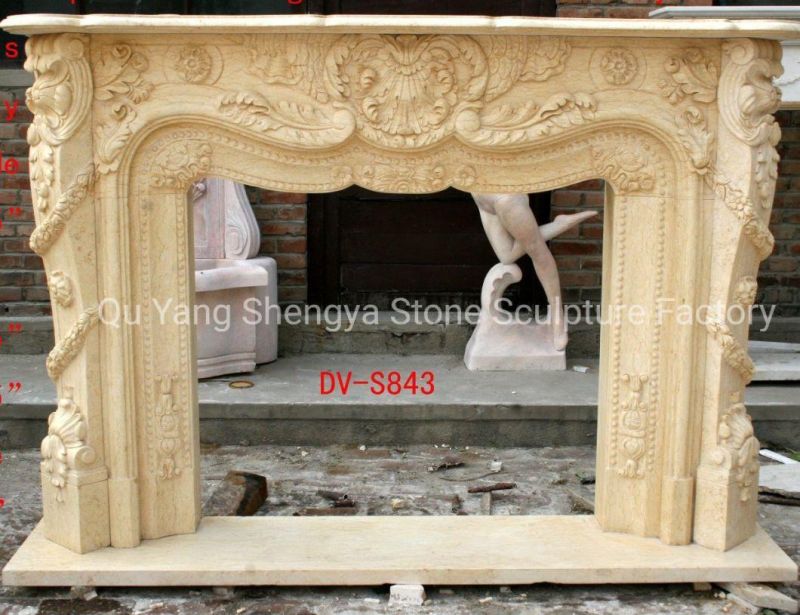 Beautiful Home Decoration Elegant Natural Indoor Carved Marble Fireplace (SY-MF335)