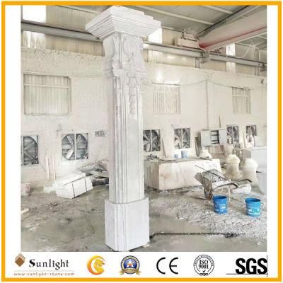 Natural Stone Carving Marble Granite Roman Columns, Solid/Hollow Beige/White Marble Columns