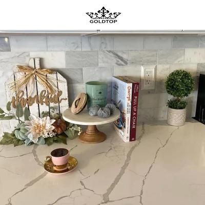 Expert Laza Polished/Honed/Leather Finish Calacatta White Slabs/Tiles Artificial Quartz for Kitchen Countertop