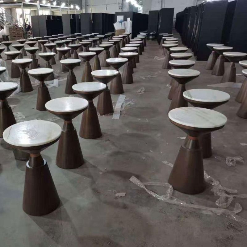 Carrara White Artificial Quartz Countertop Bar Counter Quartz Stone Coffee Round Table