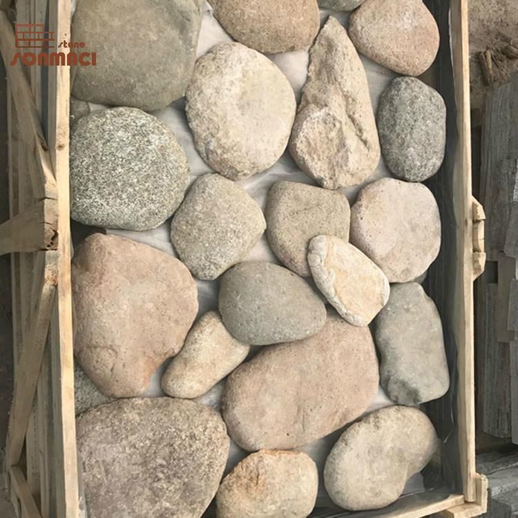 Colorful Sliced River Stone Rock Wall Panel