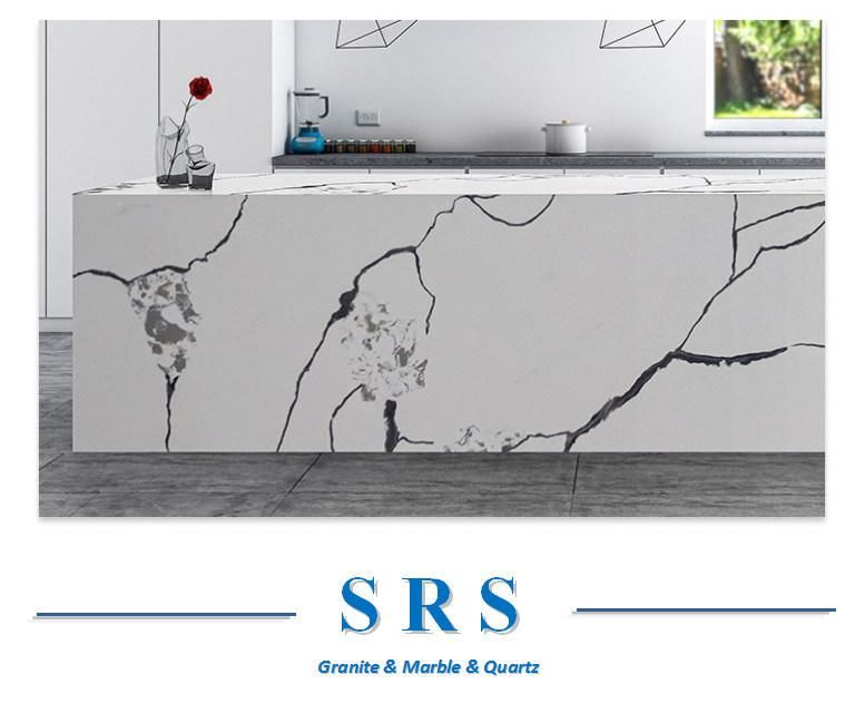 Prefab Quartz Countertop White Calacatta Artificial Stone Quartz Slabs