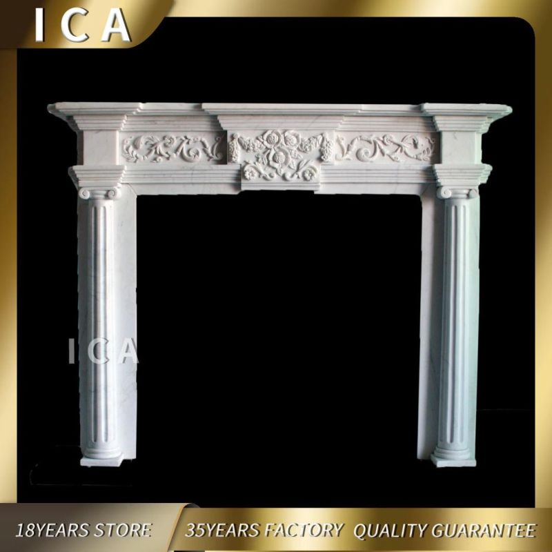 Indoor Usage Large Sculpture French Marble Fireplace Surround
