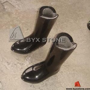 Shanxi Black Boot Shape Flower Vase for Cemetery