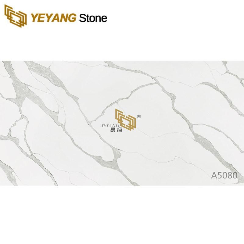 Polished Calacatta Quartz Marble Effect Quartz Stone for Tabletop/Worktop/Desktop