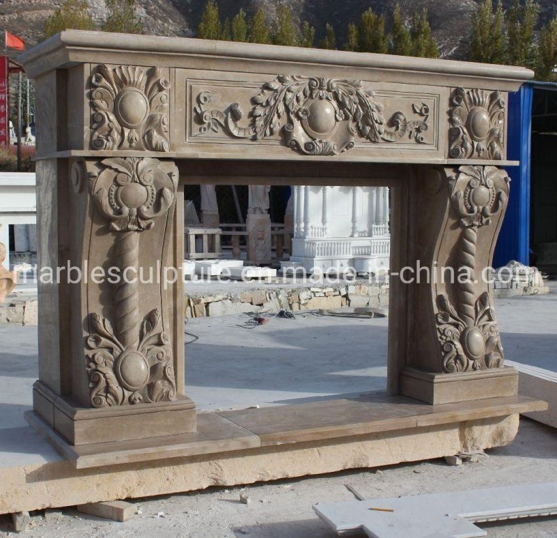 High Quality Exquisite Hand Carving Marble Fireplace Indoor Decoration (SYMF-293)