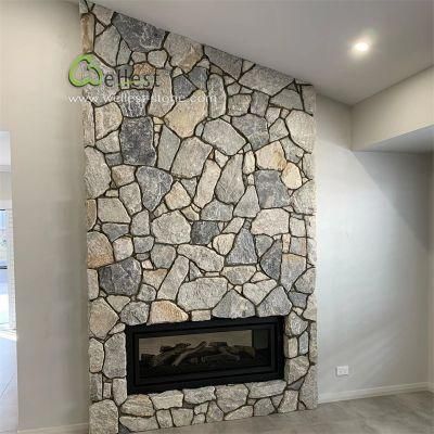 Mix Light &amp; Dark &amp; Moca Grey Limestone Random Loose Wall Stone for Facade