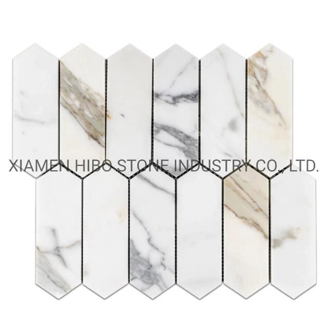 Turkey Marble Dolomite White 2X6 Picket Mosaic Tiles for Backsplash/Wall/Floor Interior Home Decor