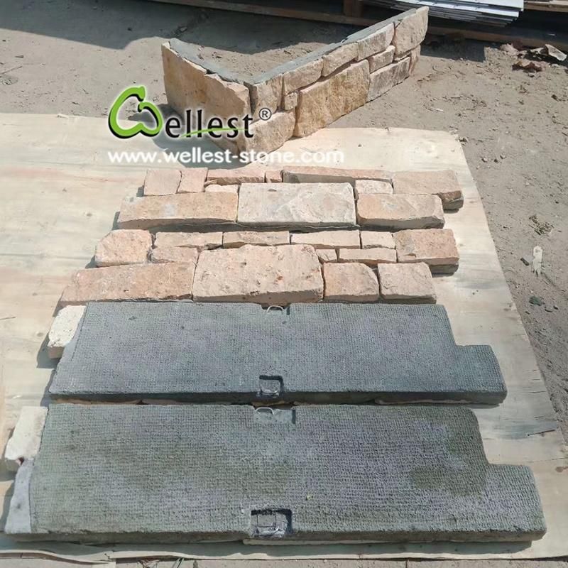 Beige Limestone Stacked Stone Wall Panels Veneer