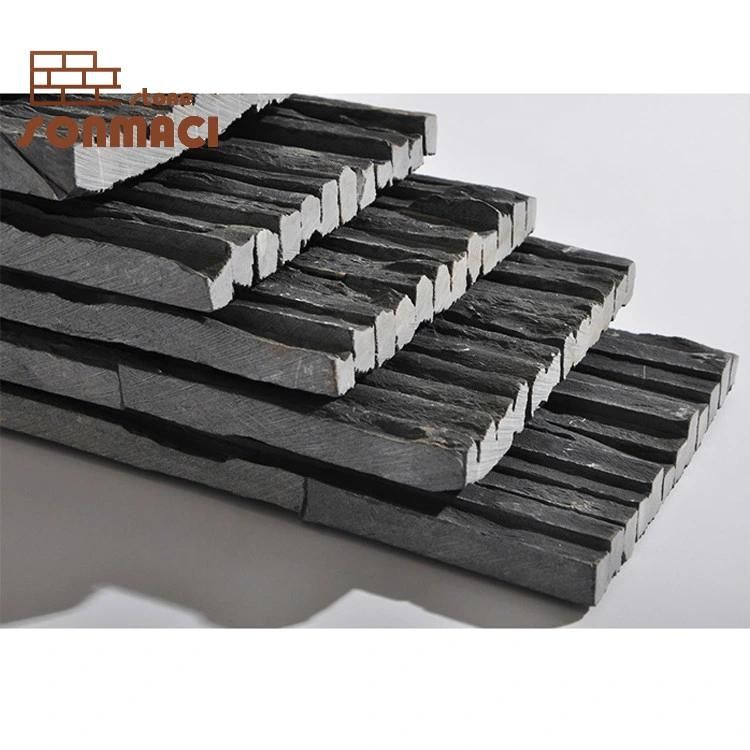 Exterior Wall Slate Tile Black Stone Stacked Veneer