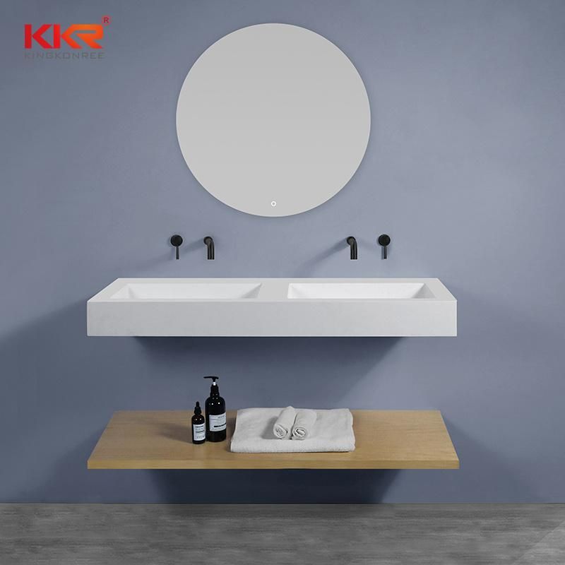 Kkr Customized Solid Surface Marble Sink and Integrated Solid Surface Vanity Bathroom Countertop Sink