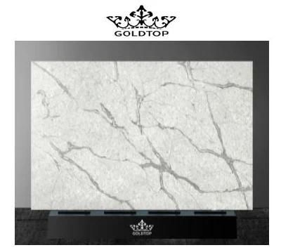 White Hourse Polished Calacatta Stone Artificial Quartz for Kitchen Table Tops Countertop