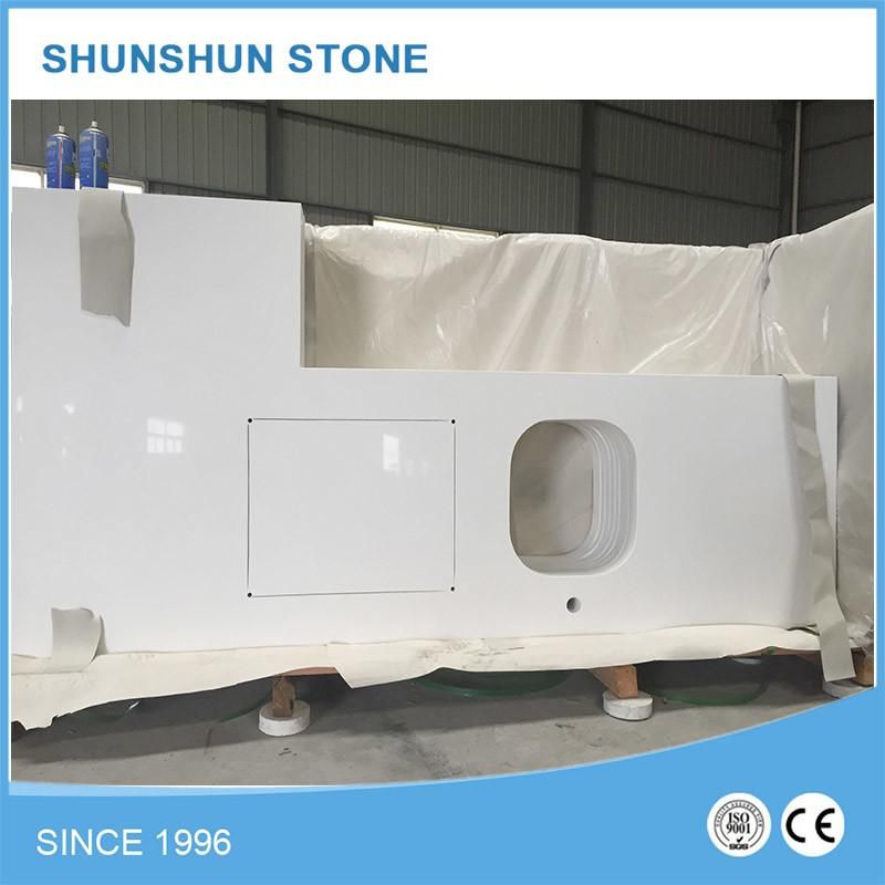 Cheap White Artificial Calacatta Stone Quartz Countertop for Kitchen