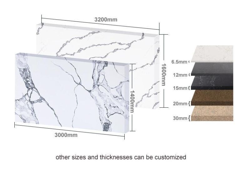 2cm Crystal White Calacatta Quartz Slab in Stock