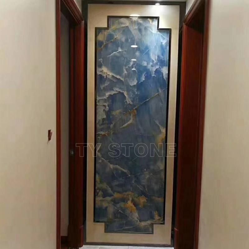Custom Background Wall Design Blue Onyx Tile