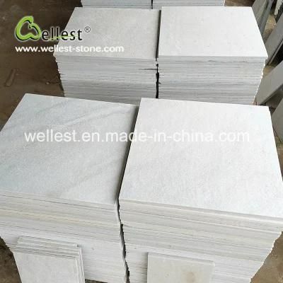 Wellest Pure White Quartzite Tile Flooring Tile Flamed Finish Building Material
