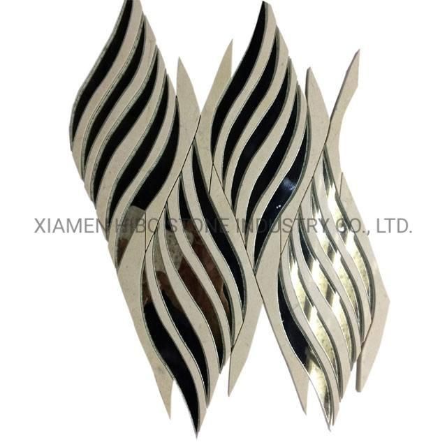 Natural Stone Marble Pure White Thassos and Shell Waterjet Flower Pattern Mosaic Tile Waterjet Tile