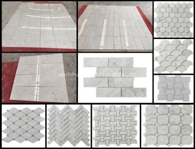 Fresh/Arrival/New Carrara White Marble Flooring/Wall Mosaic Brick Stairs/Thread Sinks/Cuontertops Tiles