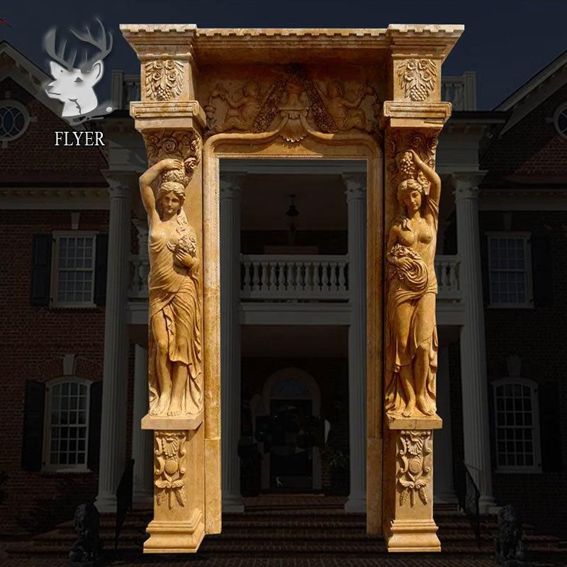 Hand Carved Stone Carving Doorgate Marble Surround Luxury Villa Marble Figure Sculpture Door Surround