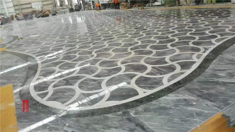 Big Size Grey Marble Stone Waterjet Design Tile Medallion Inlay