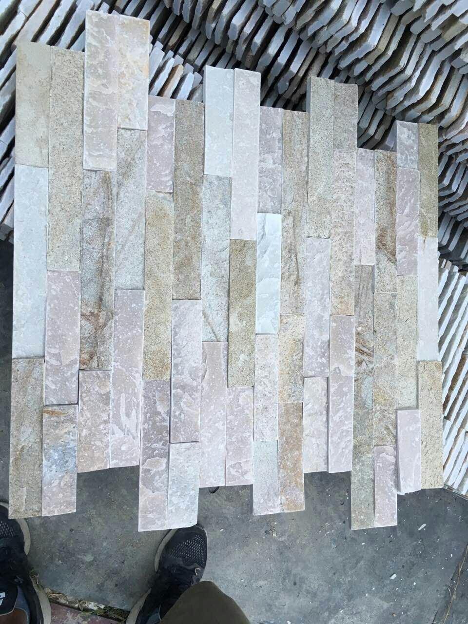 Building Material Split Surface P014 Beige Decorative Real Natural Stone Stacked Exterior Slate Veneer Wall Panels