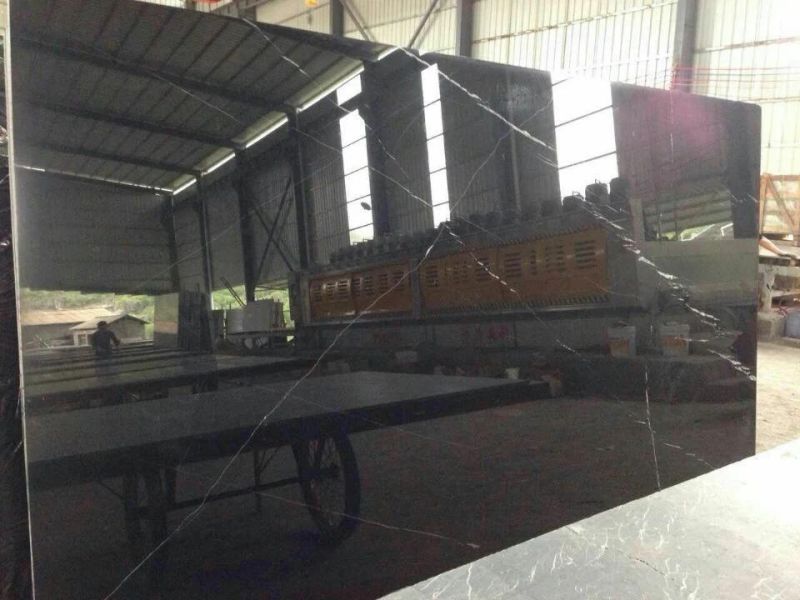 Chinese Natural Stone Tile Polished Black Marquina Nero Marble Slab