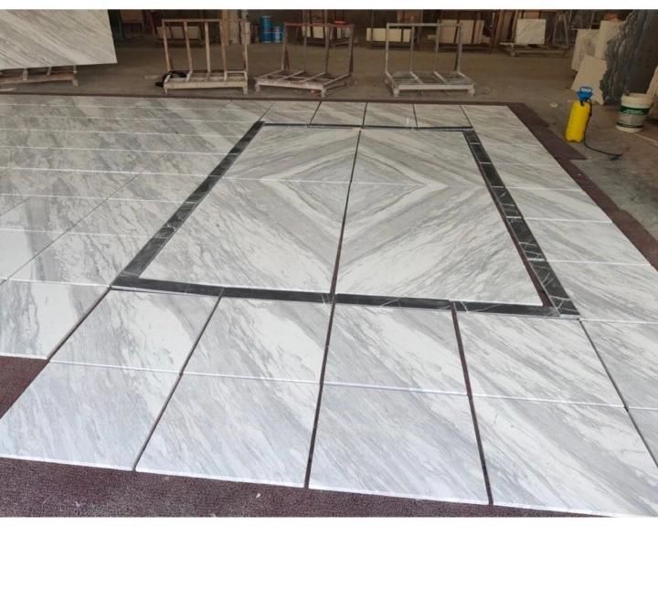 White with Purple Veins Flooring Wall Cladding Book Match White Volakas Marble Tile