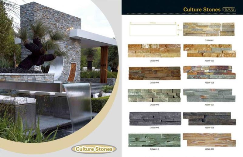 Natural White/Black/Yellow/Rusty/Green Culture Slate Cultured Stone for Wall Cladding Decoration