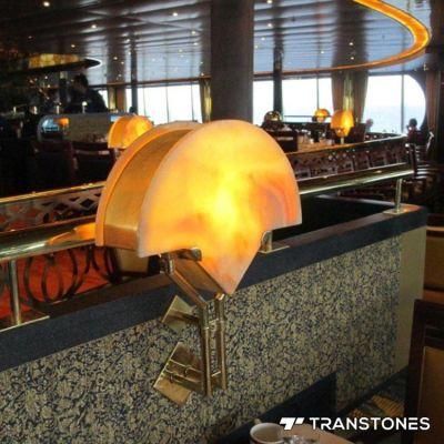 Decorated Translucent Yellow Polished Alabaster Light Box