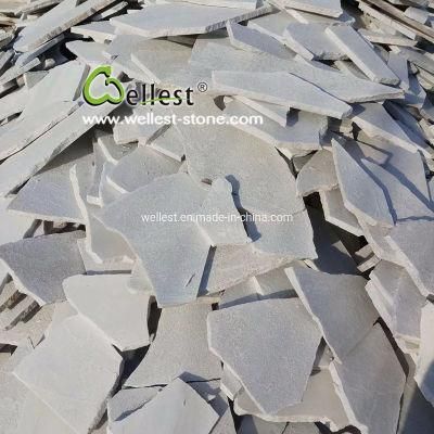 Sparkle White Quartzite Slate Stone Random Flagstone for Outdoor Paving