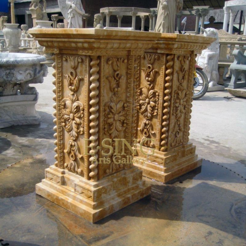 Column Pillar Round Base Pure White Marble Stands Pedestals
