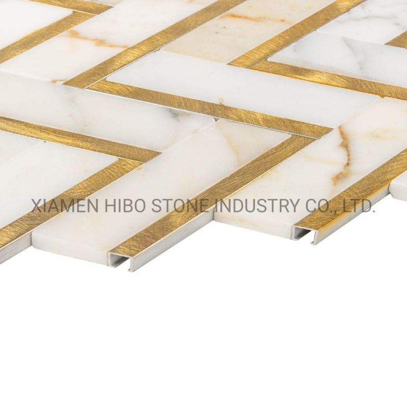 Calacatta Gold/Calacatta Oro Marble Herringbone Tile Good for Kitchen Backsplashes