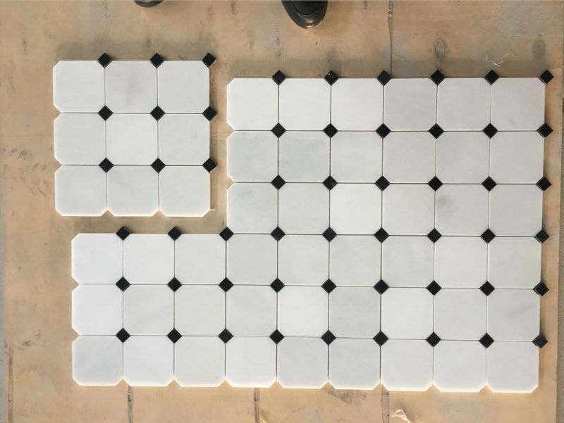 Pure White & Black Marble Mosaic for Sale