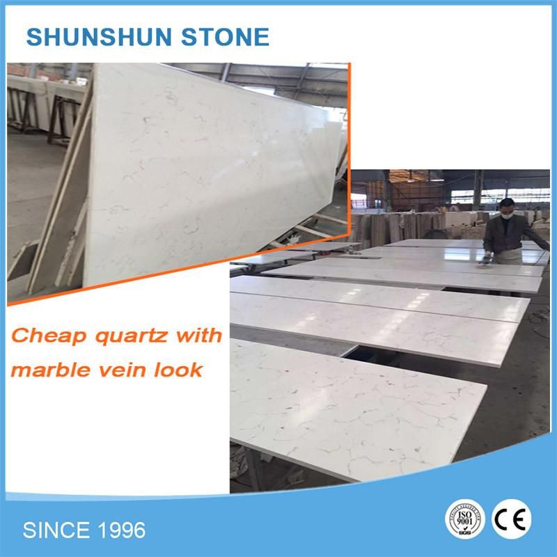 Popular White Quartz Stone Countertop Materials for Bathroom