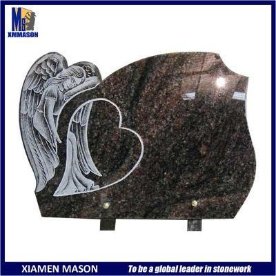 China Factory Wholesale Leaning Angel Holding Heart Cemetery Plaque