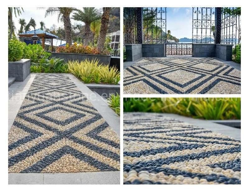 Natural Stone Pebble Mosaic Tile with Oval Shape for Home Decoration