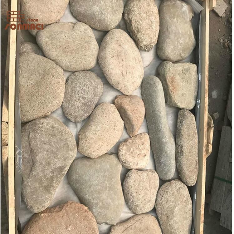 Colorful Sliced River Stone Rock Wall Panel