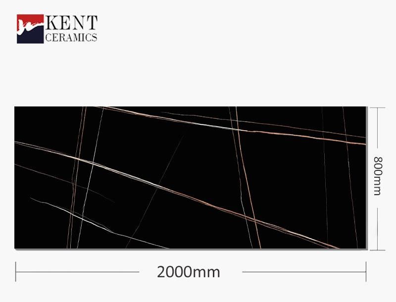 800*2000mm Black Solid Surface Stone Countertops for Bathroom Vanity