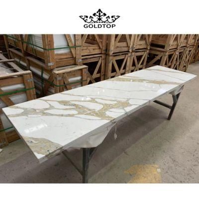 Commercial Project Artificial Stone Polished/Honed Surface Kitchen/Bathroom Countertop Calacatta Stella Quartz for Home