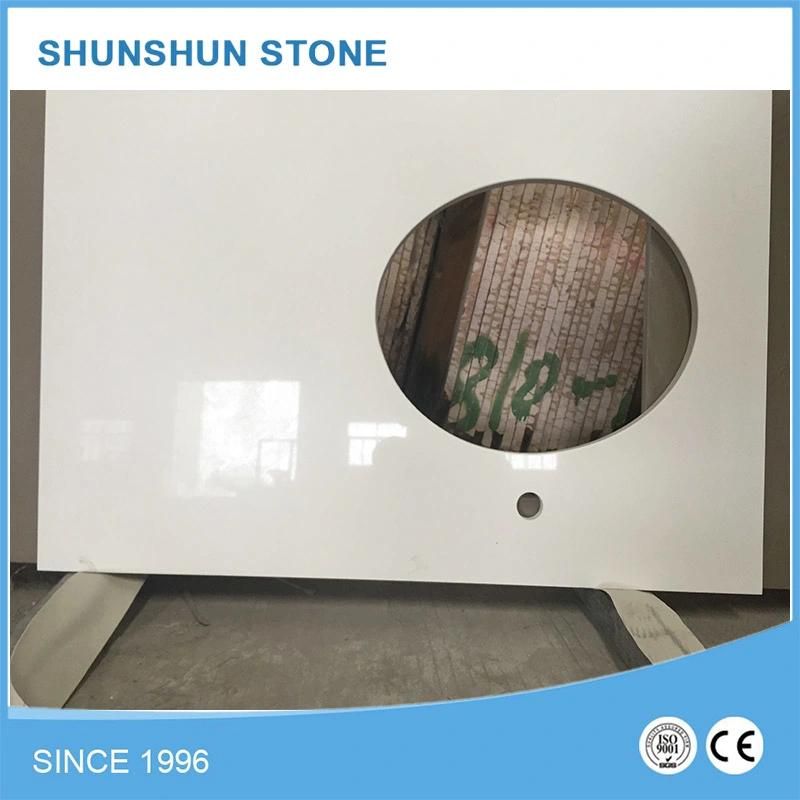 Pure White Artificial Quartz Stone Kitchen Table for Top