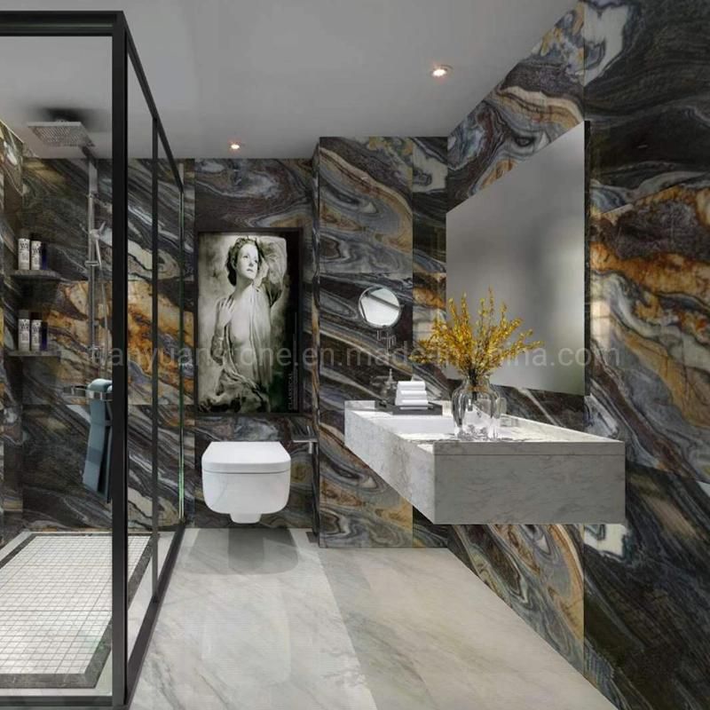 Brazil Namtso Lake Granite Black Golden/Yellow Exotic Granite Polished Big Slabs