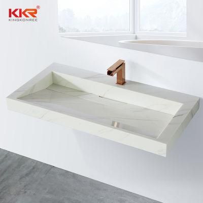 Customized Size Textured Marble Solid Surface Bathroom Vanity Sink
