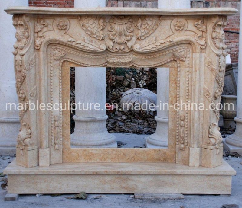 High Quality Popular White Marble Stone Fireplace (SYMF-231)