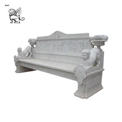 Cheap White Natural Stone Garden Benches with Baby Statues Mbg-19