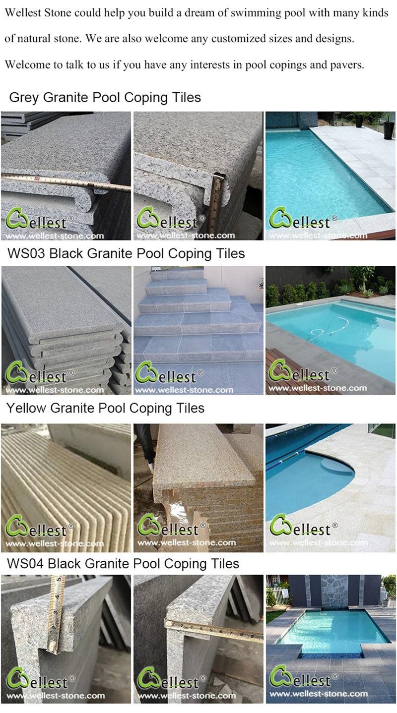 80mm Drop Face Pool Coping Tile, Black Basalt Pool Tile