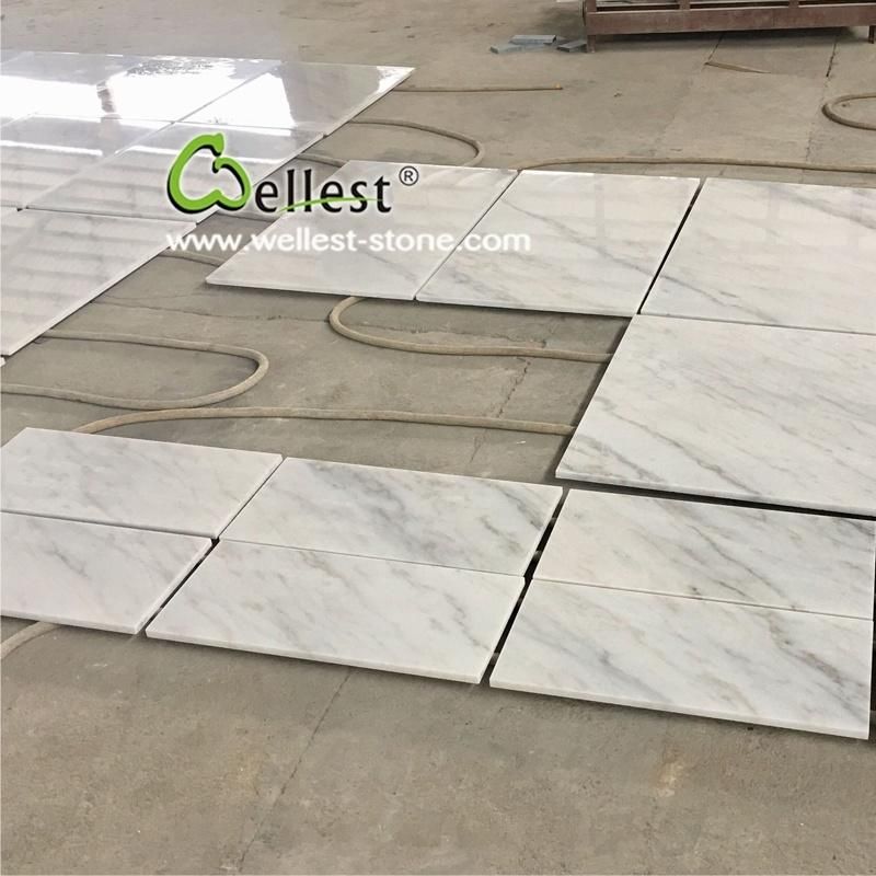 Polished Volakas White Base Marble Slab and Tile with Black Veins